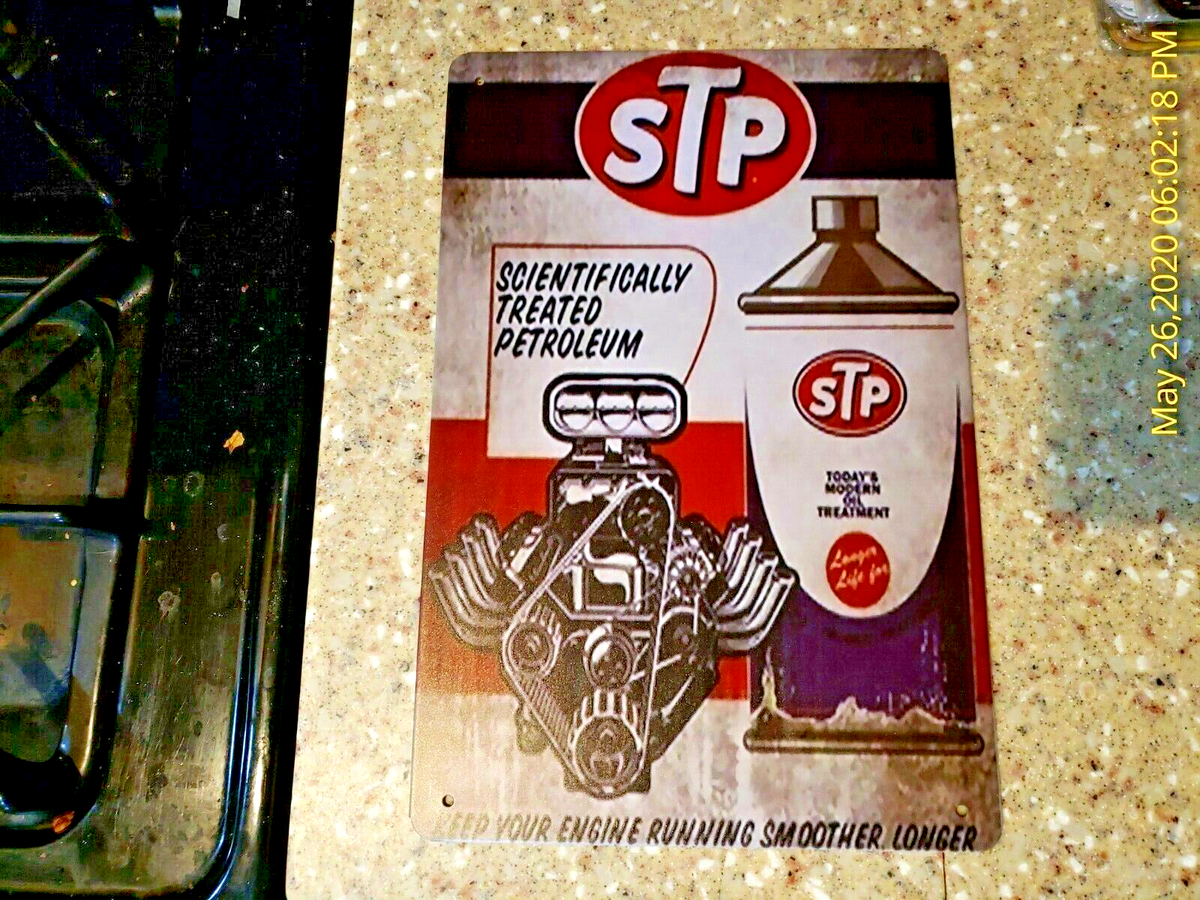 STP Oil Treatment Tin Sign STP Metal Sign STP Garage Oil Lube Gas