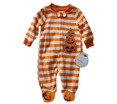 Halloween Themed Footed Coverall Outfit, Pumpkin Infant Size 0-6 Months, Koala M
