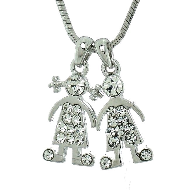 Swarovski Crystal AB Boy Girl Pendant Necklace for Son or Daughter with 18-Inch Chain  