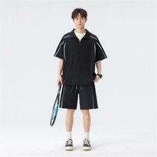 Mens Tracksuit 2-Piece Set Short Sleeve T Shirt Shorts Sweatsuit Outfit Set