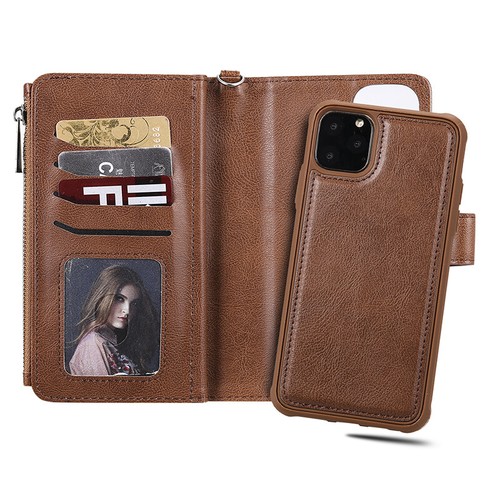 Monogram Iphone Case With Wallet And Strap Leather Zipper Wallet Case For IPhone 13 14 15 Pro Max 12 11 XR 8 7 - Flip Cover IPhone 15 Pro Max Case Leather - Foto 10