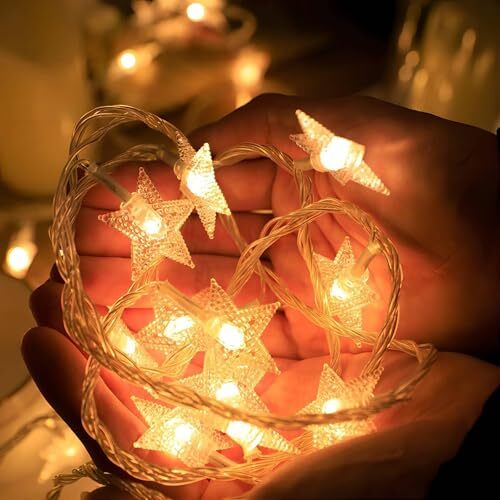 Star String Lights 20 LED Fairy Lights Battery Operated Cute 10 FT Warm White - Picture 3 of 8