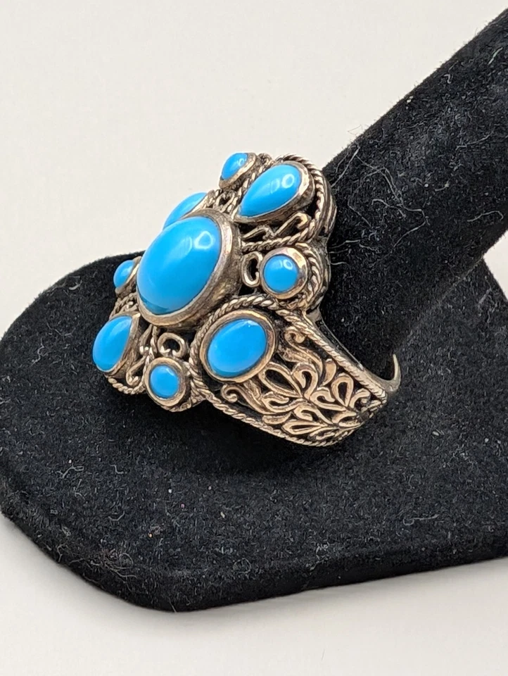 Anillo y colgante turquesa Samuel B La Bella Durmiente de plata de ley talla 7,75 Foto 2 de 4