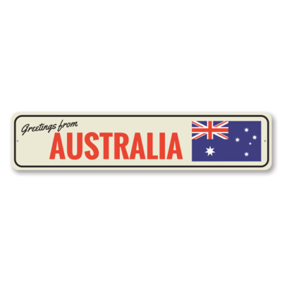 Greetings from Australia, Patriotic Sign, Man Cave, Street Metal Sign