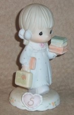 1995 Precious Moments 5th Birthday 136247 Growing In Grace, Age 5 Girl w Books