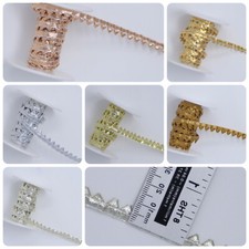 FCL 0.80Cm 5 M Metallic Scallop Gota, Zari Fine Lace trim embellishment sew on