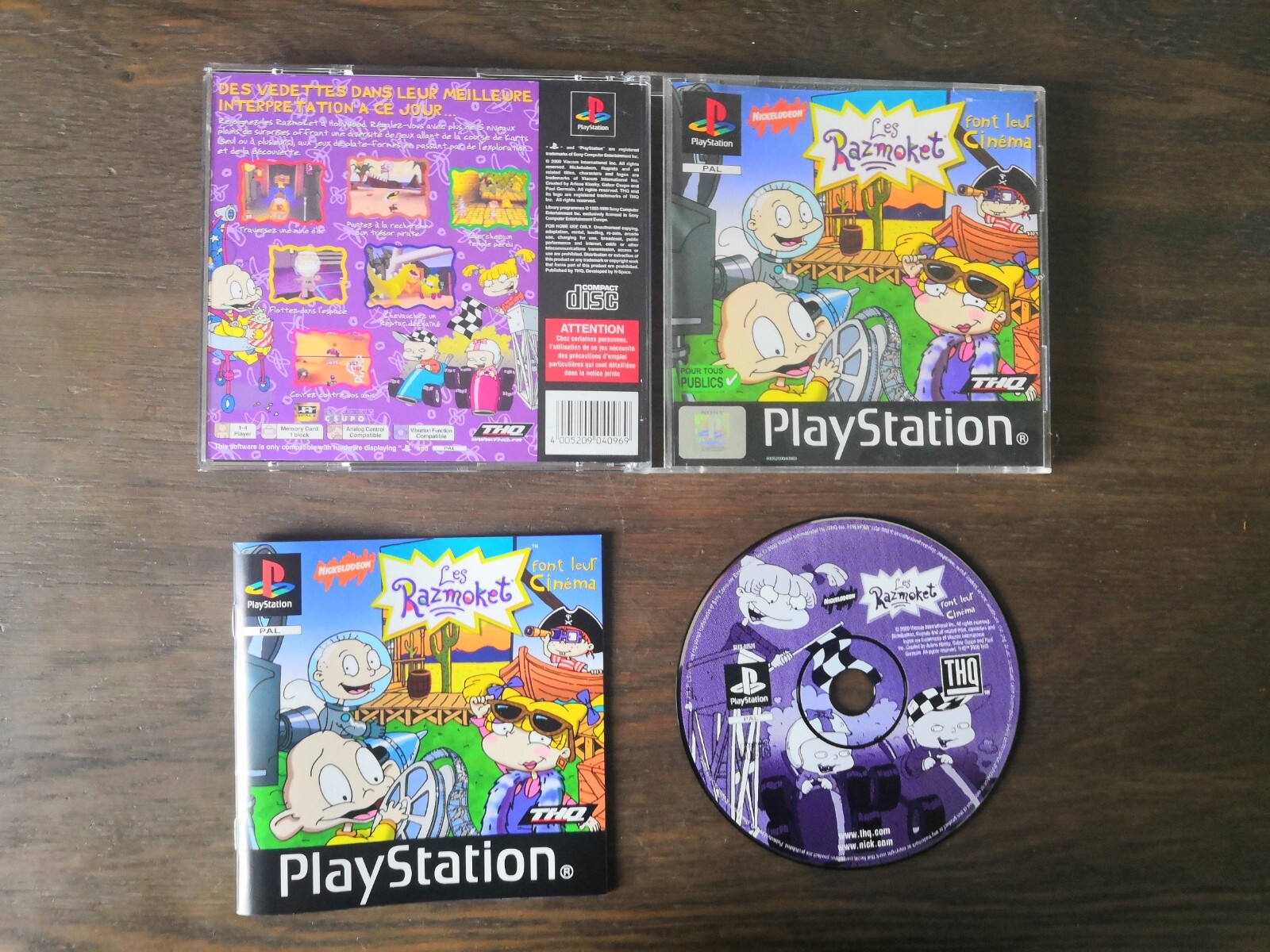 Jeu PS1 Les Razmoket Font Leur Cinéma - Version Française, Boîtier Cassé Mais Jeu Complet Et Testé