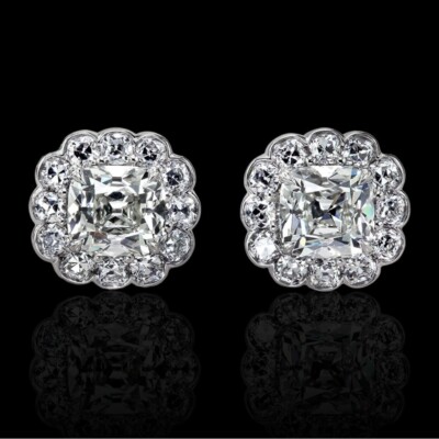 18 K Weißgold Lab Created Cushion Diamond Ohrstecker 4 Kt IGI-zertifiziert