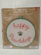 Pet Paw Handprint Embroidery Kit Ages 5 Happy Paw-lidays Dogs Cats Pet Lovers