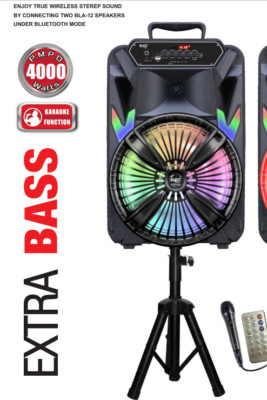 Portable 4000 Watts Peak Power 12  Speaker -BLADE12 FREE STAND AND MICROPHONE