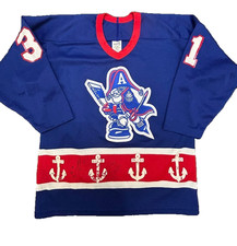 Signed Milwaukee Admirals IHL Bauer Prowear Hockey Blue Road Jersey Sz L/XL