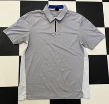 Oakley Golf Polo Shirt Gray White 1/4 Zip Athletic Fit Men  s Medium