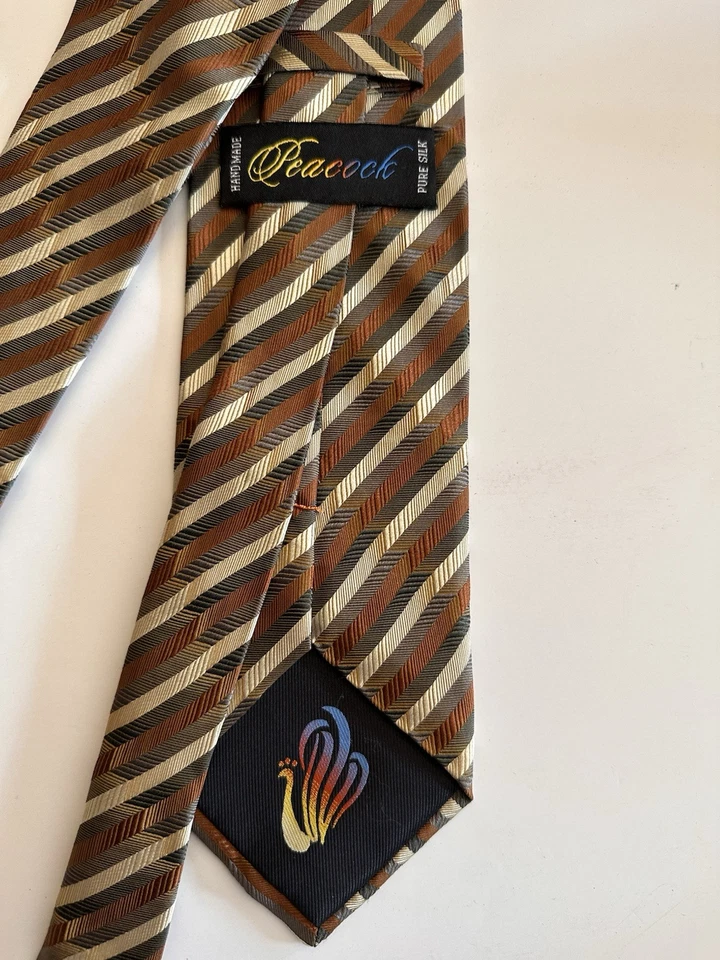 Peacock 100% Silk Men’s Neck Tie Vintage Classic - Image 2 of 4