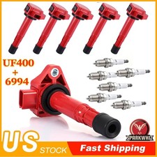 6x High Performance Ignition Coil Spark Plug For Honda Acura Saturn 3.5l Uf400