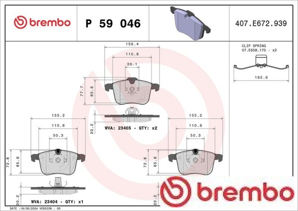 Brembo P59046 Bremsbelagsatz FüR Scheibenbremse Bremsbelagsatz-image