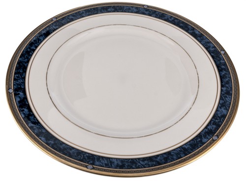 Two Royal Doulton Stanwyck H5212 10.5in 1lbs Dinner Plates Blue Marble Rim 1992 - Picture 8 of 12