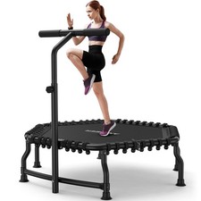 Foldable Fitness Trampoline 50 550 lbs Bungee Rebounder Adjustable Handle Adults