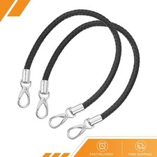 2pcs - 50cm Short Leather PU Braided Purse Replacement Black Silver