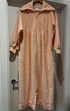 Vintage Selfridges Towelling Bathrobe Dressing Gown Made In Uk Size 12 Uk Zip Up