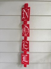 Vintage Noel Banner Needlepoint Plastic Canvas Christmas Decoration 34 Red Yarn