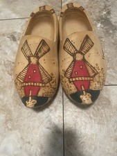 VTG Dutch Holland Wooden Shoes 1966 Klompen Dancer Clogs Painted Windmill, 13  