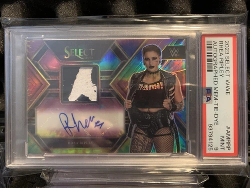 2023 Panini Select WWE Rhea Ripley Memorabilia Tie-Dye Auto /25 PSA 9