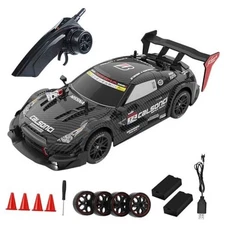 RC Drift Car, 1:14 Scale 4WD 40KM/H High Speed RC Racing Car 2 Batteries Black