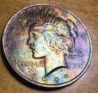 1923 PEACE Silver Dollar $1 with CRAZY RAINBOW TONING (LC-76)