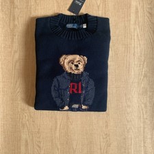 Polo Ralph Lauren Polo Bear Womens 100 Cotton Knit Sweater Navy SIZE :M