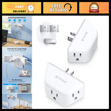 Multi Plug Outlet Extender 2 Pack - 3 Way Angled Splitter, ETL Listed, Compact A