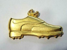 RUNNING SHOES WITH CLEATS  SIGNED JJ  GOLD TONE LAPEL PIN