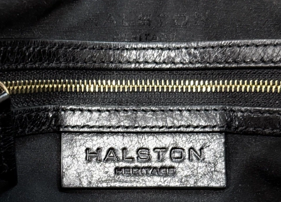 Halston Heritage Bolso Bandolera Cuero Gamuza Negro Sobre Solapa Cremallera Foto 2 de 4