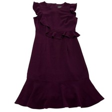 Adrianna Papell Dress Womens Size 0 Plum Purple Ruffle Sheath Mini