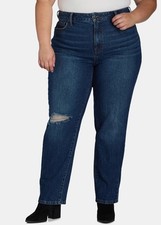 New Terra and Sky Womens Plus High Rise Relaxed Straight Leg Jeans Size 18W