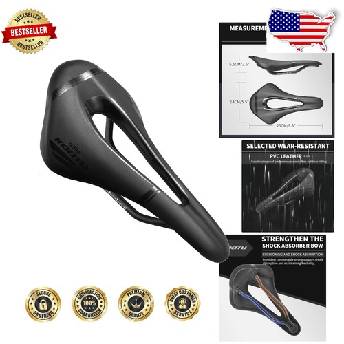 Waterproof Bike Saddle - Shock-Absorbing Carbon Fiber for Men/Women - Picture 1 of 10