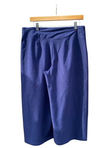 Eileen Fisher Navy Washable Crepe Wide Leg Crop Pants SZ MEDIUM High Waist - Picture 2 of 4