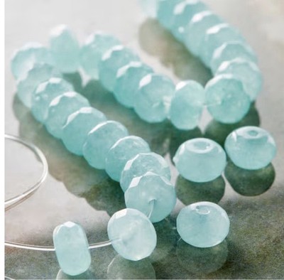 Aqua Dyed Quartz Faceted Rondelle Beads, 8mm by Bead Landing