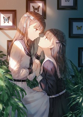 Anime girls original characters twins two women art fan Custom 11x17 Poster