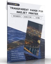 30 Sheets Transparent Inkjet Film Acetate Clear Paper 8.5x11 for Printing Crafts