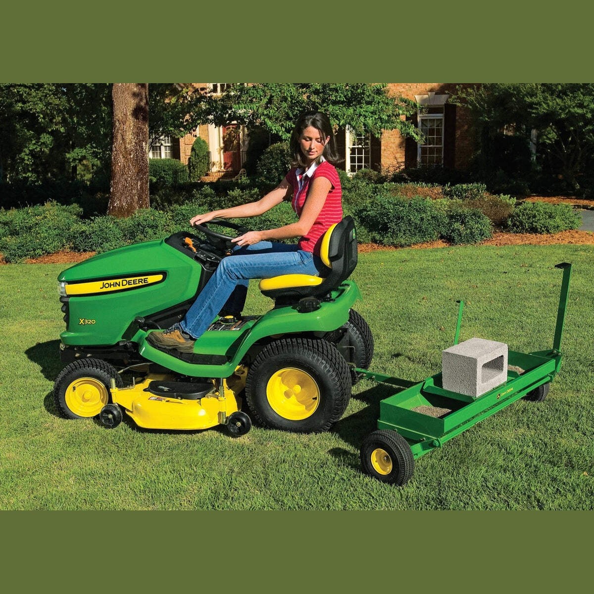 John Deere 40inch Tow-behind Spike Aerator Spreader for Ride-on