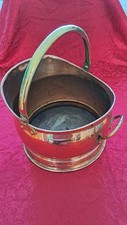 Vintage Antique Copper Coal Skuttle With Brass Handle