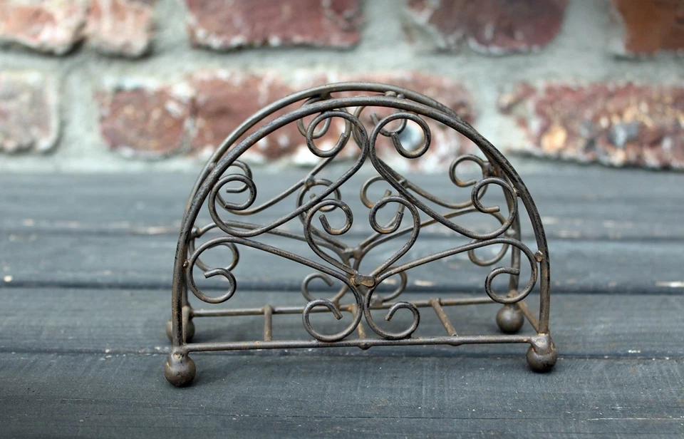 Porta tovaglioli rotondo marrone antico porta tovaglioli metallo decorazione ... - Immagine 3 di 3