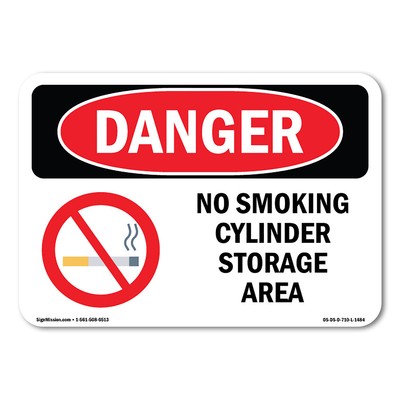 No Smoking Cylinder Storage Area ANSI Danger Sign Metal Plastic Decal