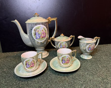 Vintage Porcelain Tea Set Teapot Creamer Sugar Bowl Cups Saucers