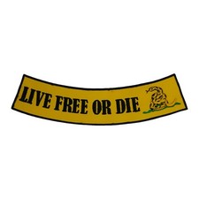 LIVE FREE OR DIE Gadsden Rocker Patch - 10" x 2.25" Yellow Biker Vest Snake