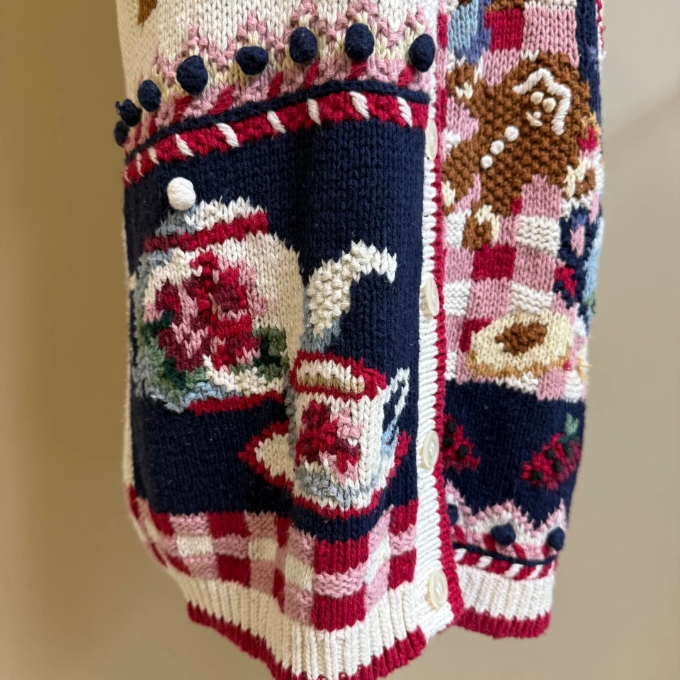 Chaleco Suéter Tejido Cristal Kobe M M Mermelada de Comida Pan de Jengibre Té Café Novedad Foto 3 de 4