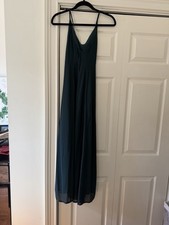 Lulus Classic Grace Maxi Dress Emerald Green Chiffon Backless Side Slit M