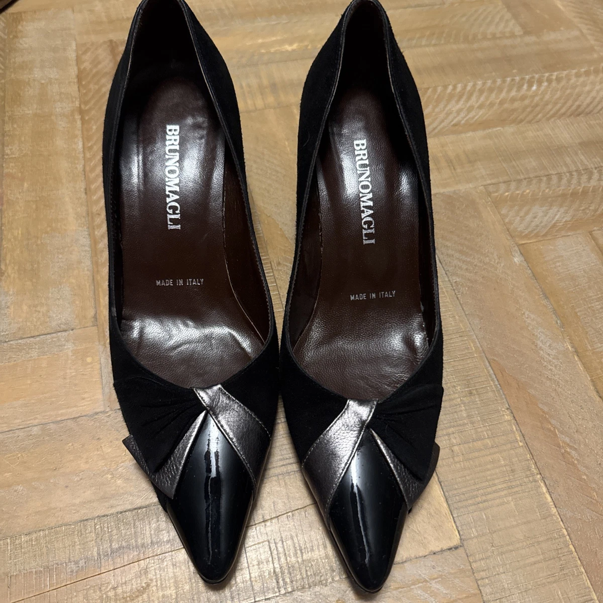 No.90 Bruno Magli Beige and Black Cap Toe Kitten Heel Pumps Size 7.5 AAA Bruno Magli Black Kitten Heels for Women for sale | eBay main image 3