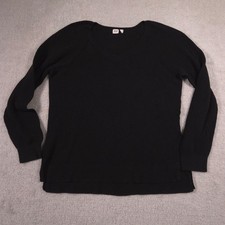 Gap Sweater Womens XL Black V Neck Raglan Knit Pullover Long Sleeve Solid