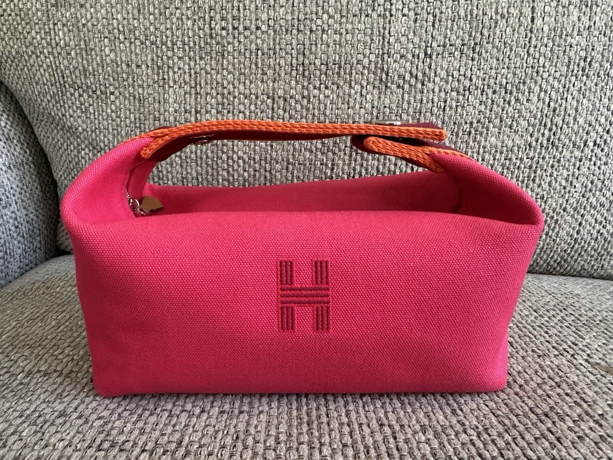 NEW HERMÈS Hibiscus Canvas Palladium Hardware Bride-A-Brac Case PM